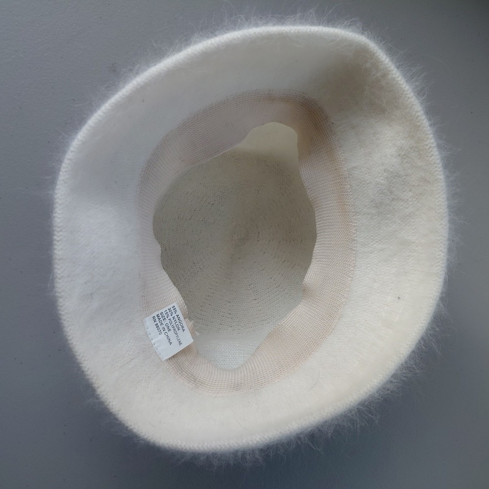 Snow White Fuzzy Angora Bucket Hat One Size Knit Hip Hop Winter Warm Preppy Chic - Picture 5 of 6